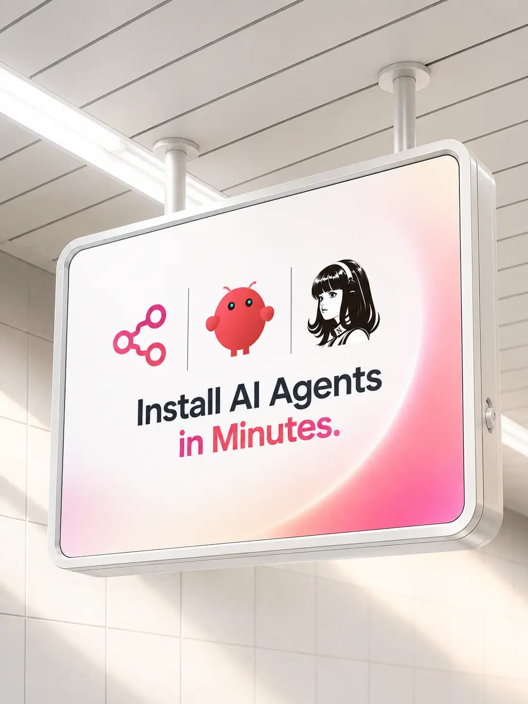 Daylit sign promoting one-click managed AI agent hosting